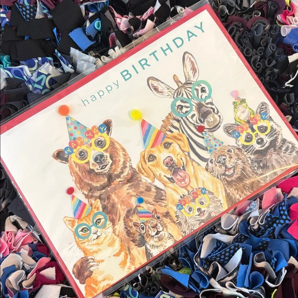 🆕Papyrus Party Animals In Hats Birthday Greeting Card